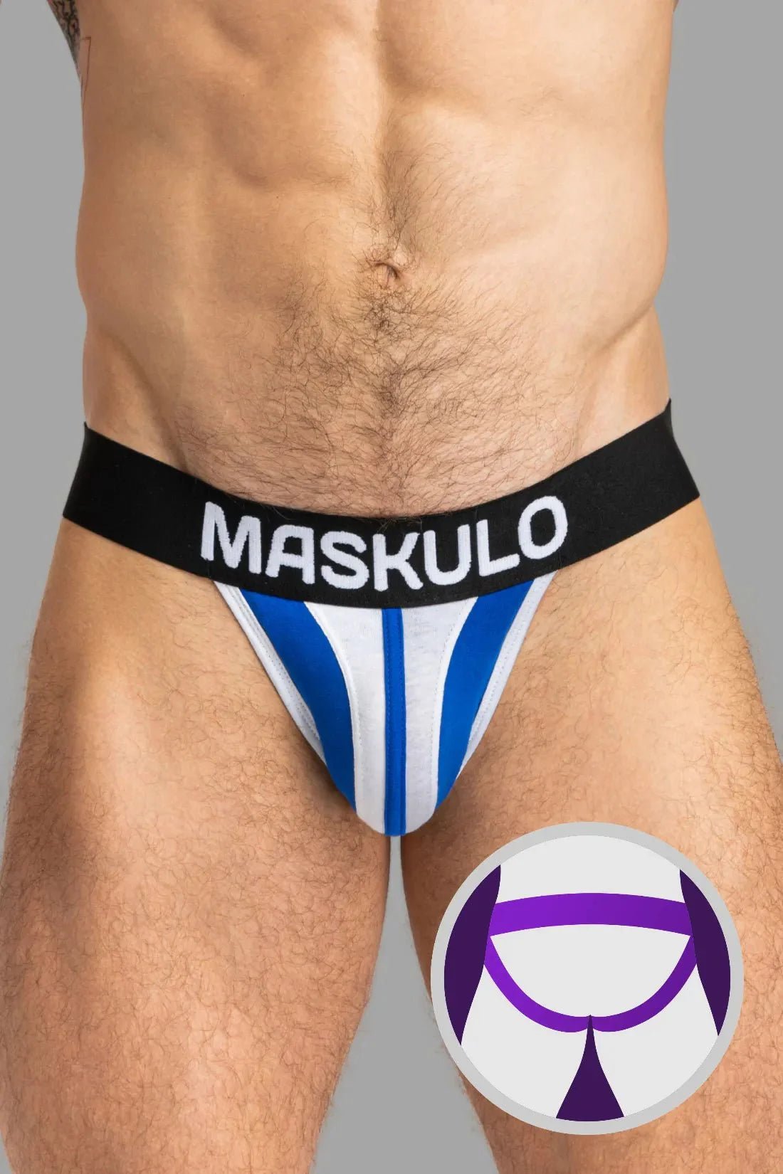 TIGER Jock with POUCH - SNAP. White and Blue - MJS149 - Y2 - www.maskulo.berlin - Local store