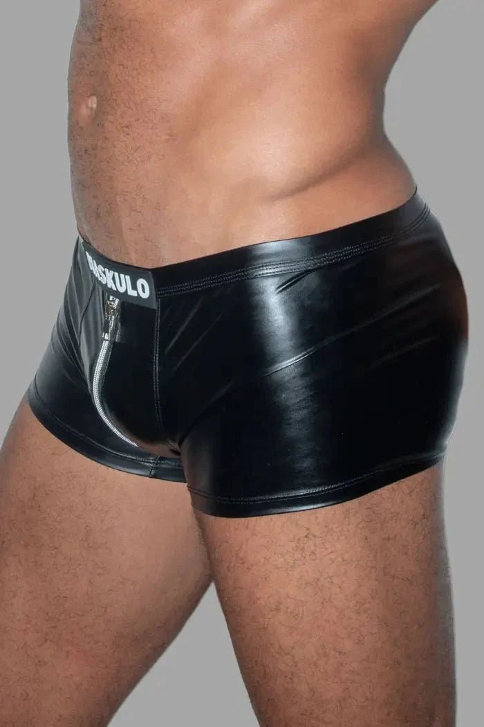 Trukk Liquidoil PU Leather Shorts with 2 - sides zipper. Black + Silver - MSH236 - Y2 - www.maskulo.berlin - Local store