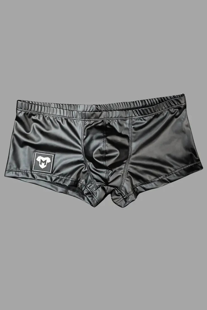 Warren LiquidOil. No - zip Thin PU leather trunk shorts. Black - MSH260 - Y1 - www.maskulo.berlin - Local store