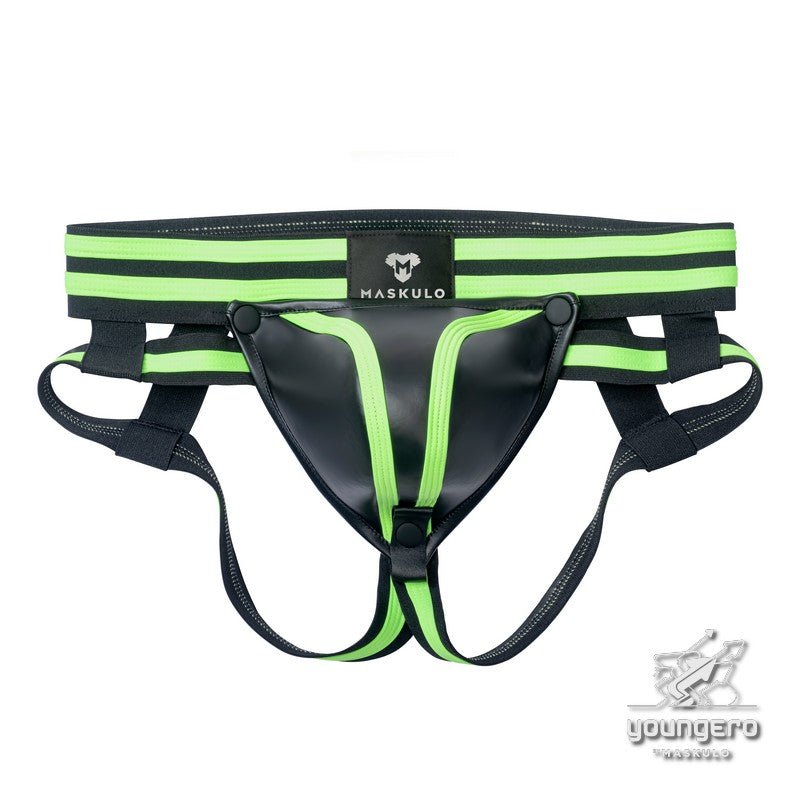 Youngero Generation Y. Men's Fetish Jock. Codpiece. Black+Green Neon - MJS123 - Y1 - www.maskulo.berlin - Local store