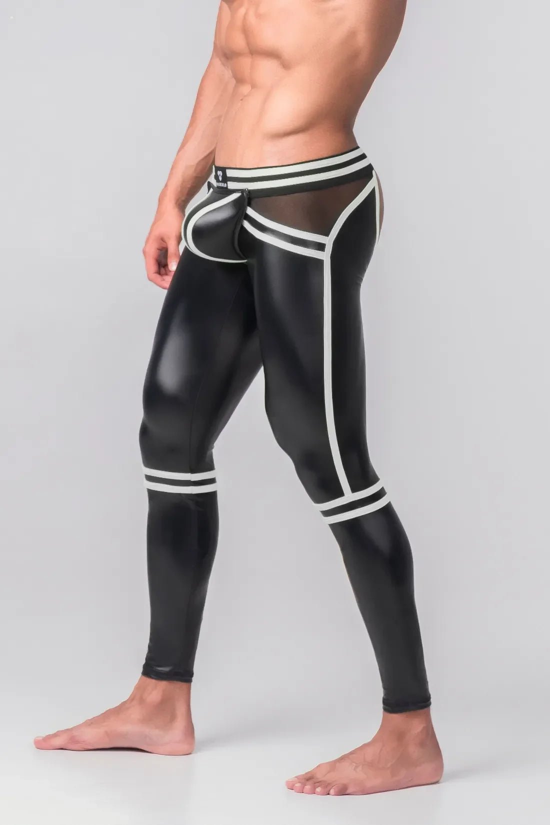 Youngero Generation Y. Men's Leggings. Codpiece. Open Rear. Black+White - MLG109 - Y1 - www.maskulo.berlin - Local store
