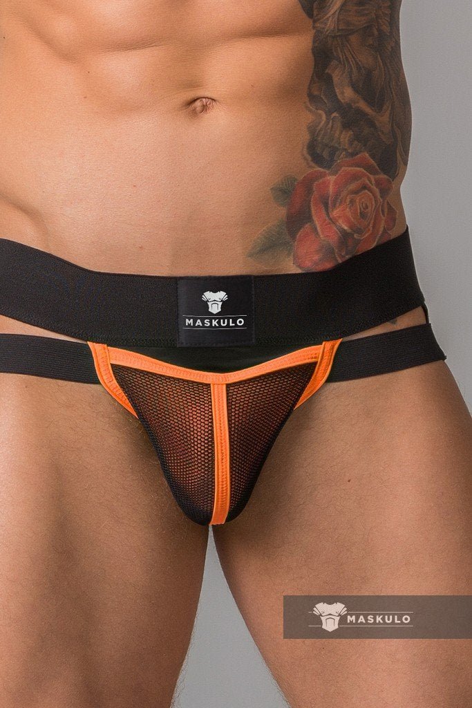 Youngero. Jockstrap. Mesh Codpiece. Neon Orange - MJS161-Y1 10 - www.maskulo.berlin Local City Store