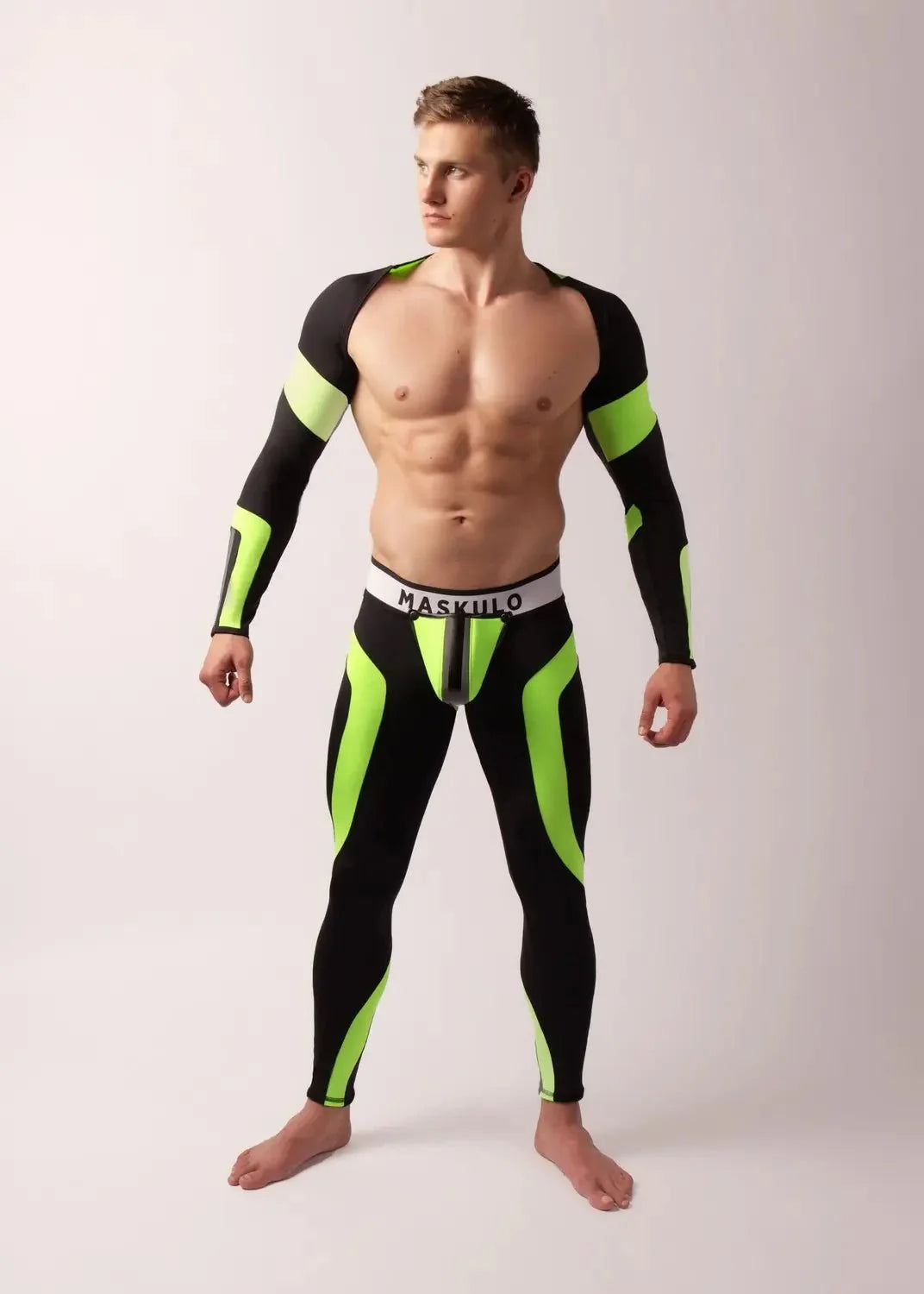 Youngero Classic. Zip-Rear Leggings. Green Neon