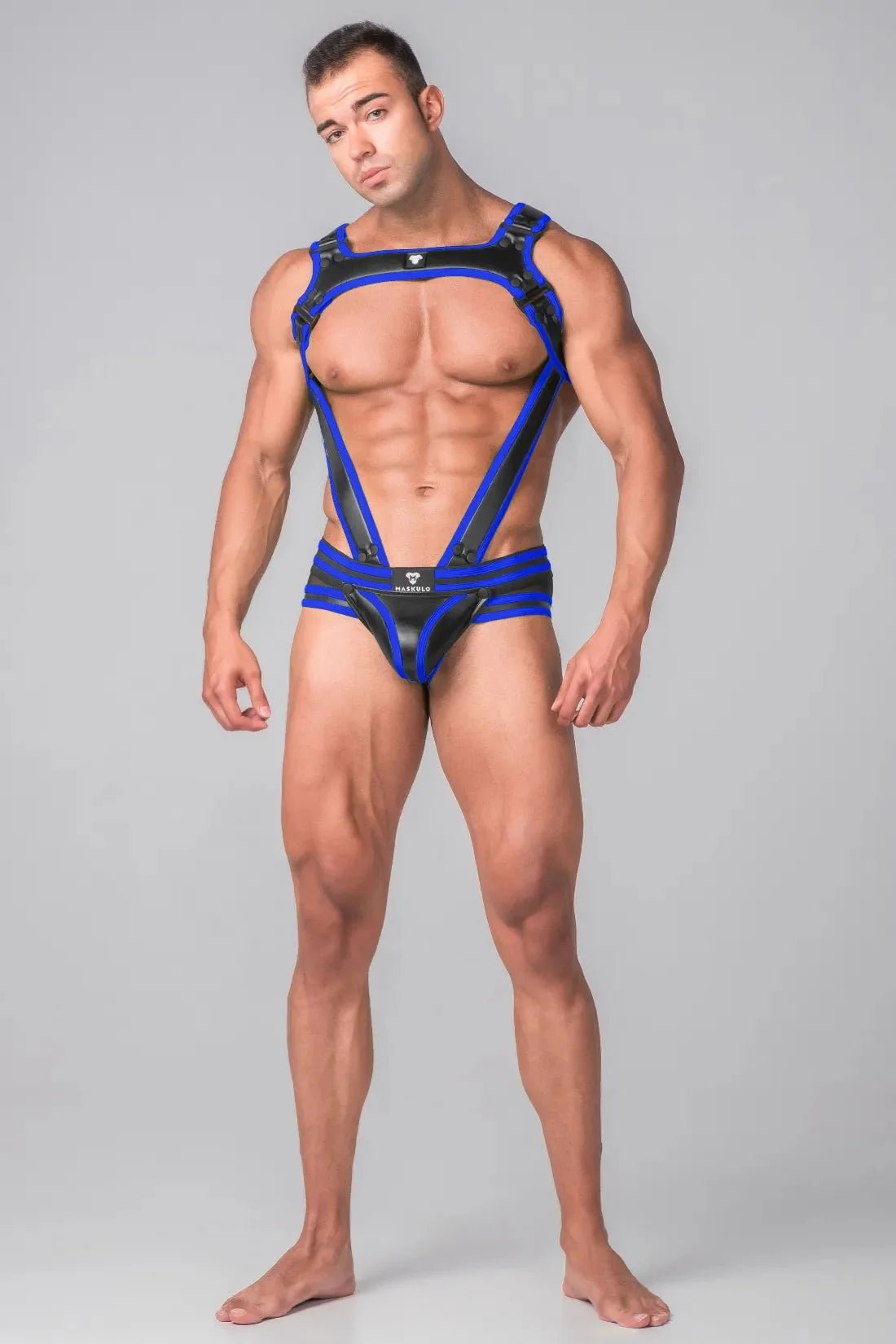 Youngero. Men's Body Harness. Black and Blue Royal - MHR103 - Y5 - www.maskulo.berlin - Local store