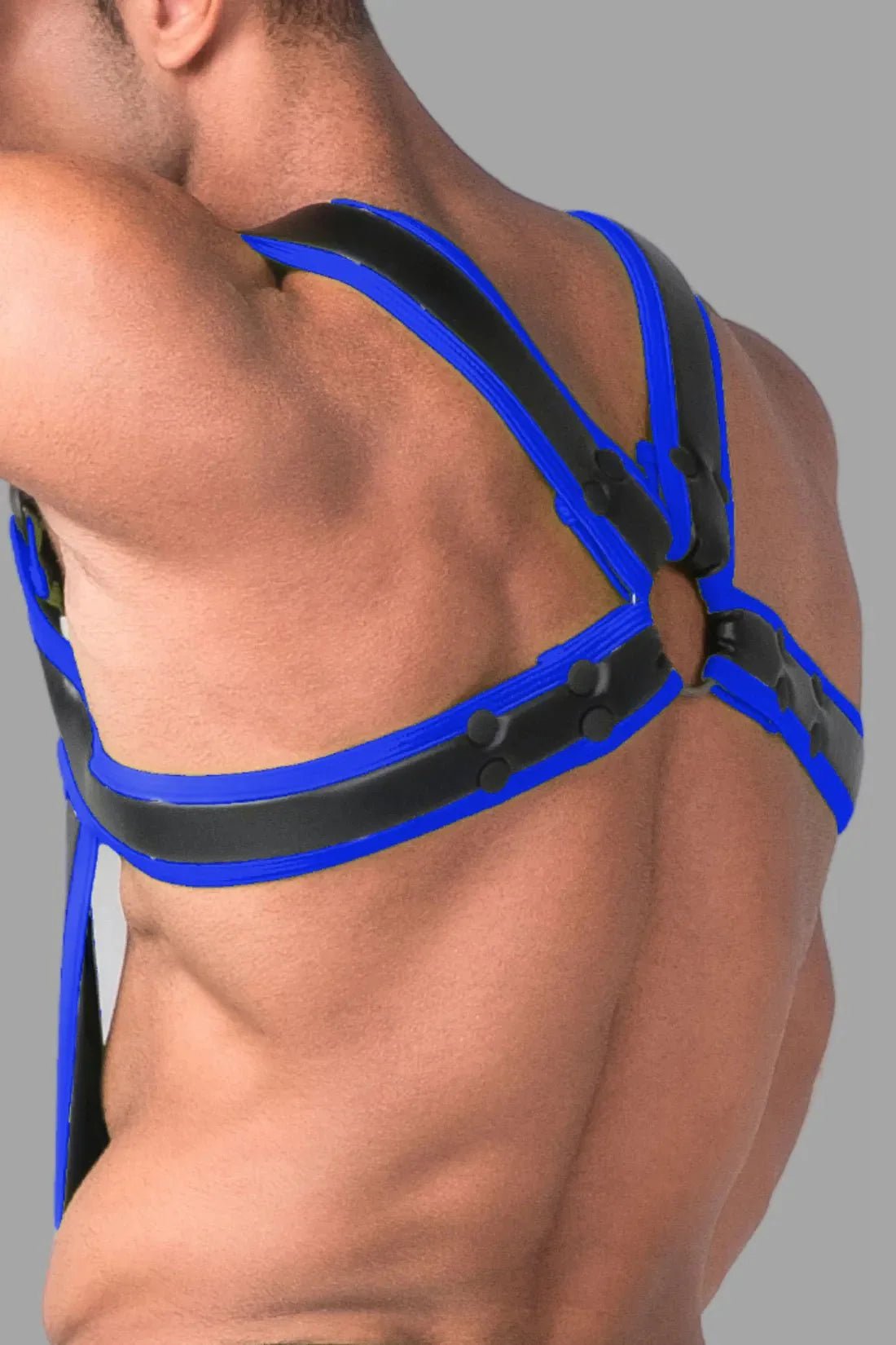 Youngero. Men's Body Harness. Black and Blue Royal - MHR103 - Y5 - www.maskulo.berlin - Local store