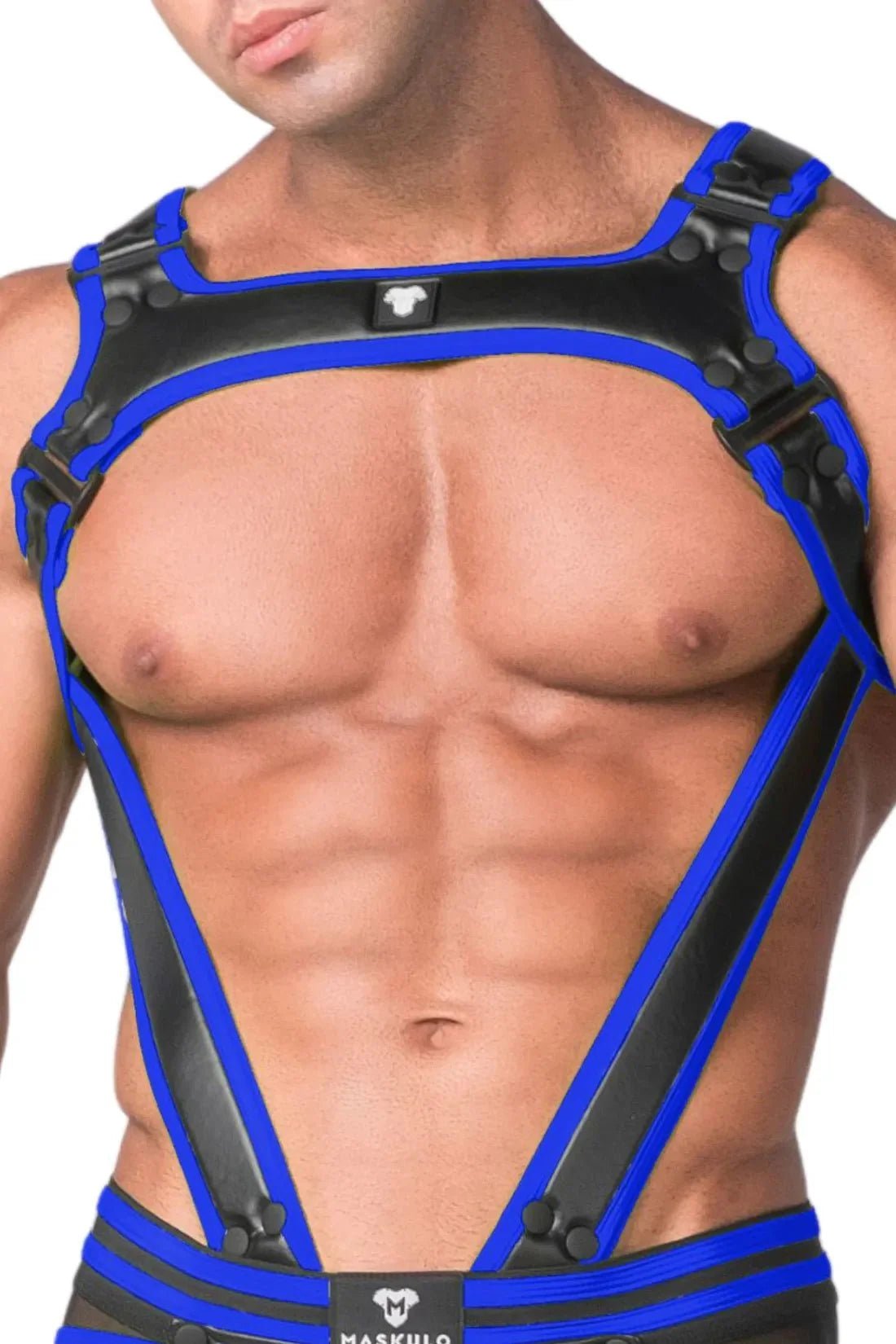 Youngero. Men's Body Harness. Black and Blue Royal - MHR103 - Y5 - www.maskulo.berlin - Local store