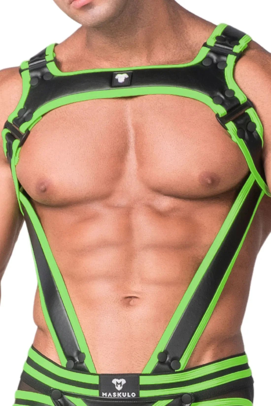 Youngero. Men's Body Harness. Black & Green Neon - MHR102 - Y5 - www.maskulo.berlin - Local store