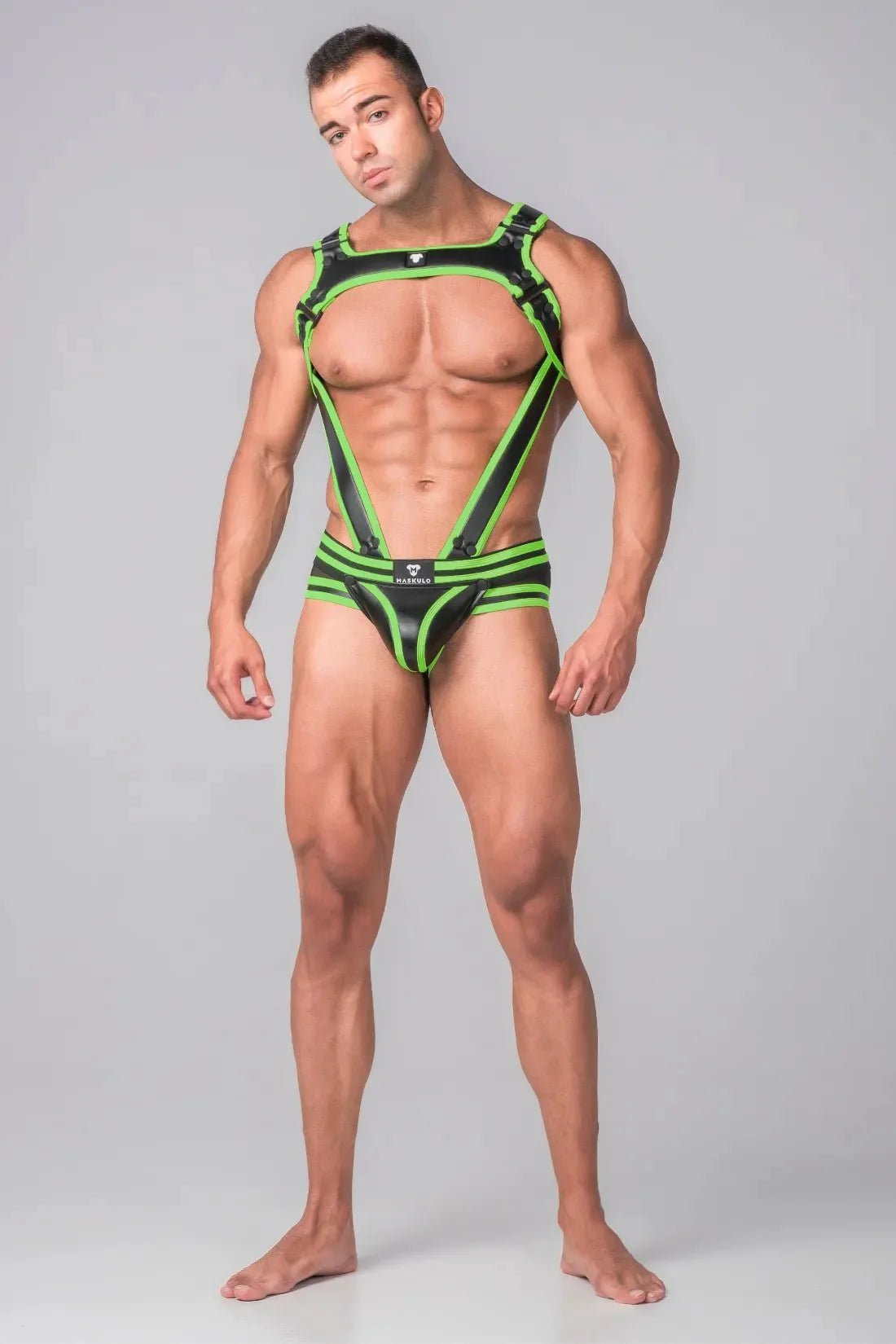 Youngero. Men's Body Harness. Black & Green Neon - MHR102 - Y5 - www.maskulo.berlin - Local store