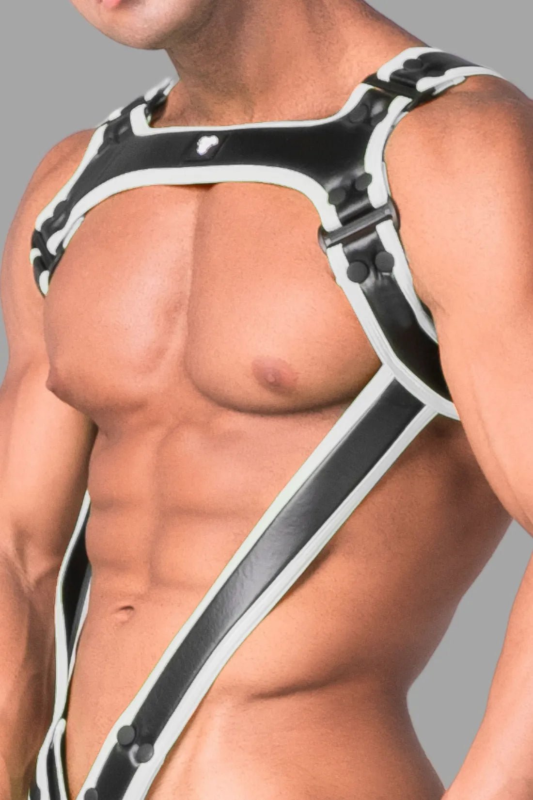 Youngero. Men's Body Harness. Black+White Neon - MHR104 - Y1 - www.maskulo.berlin - Local store