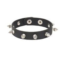 1 cm PU Leather Wristband with thin Spikes - NQ3331-YX 1 - www.maskulo.berlin Local City Store