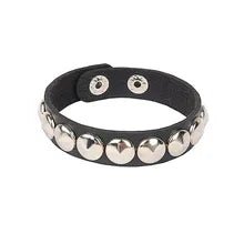1 cm Wristband of PU Leather with Round Metal Rivets - NQ3329-YX - www.maskulo.berlin - Local store