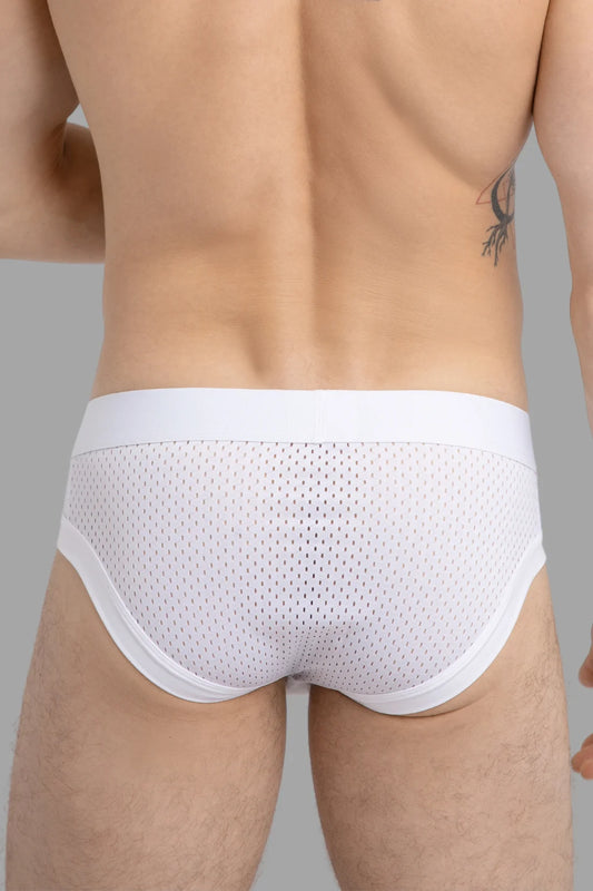 Mesh Briefs with Microfiber. White