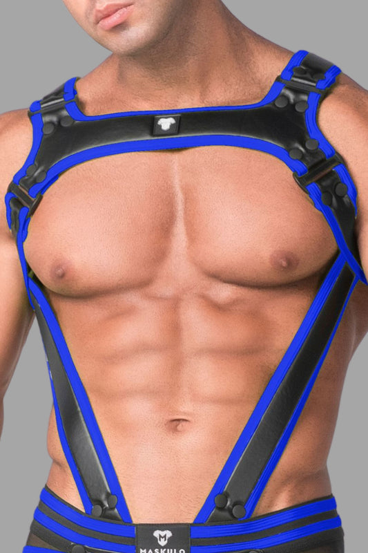 Youngero. Men's Body Harness. Black+Blue 'Royal'