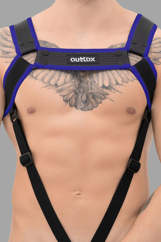 Outtox. Body Harness with Snaps. Black+Blue 'Royal'
