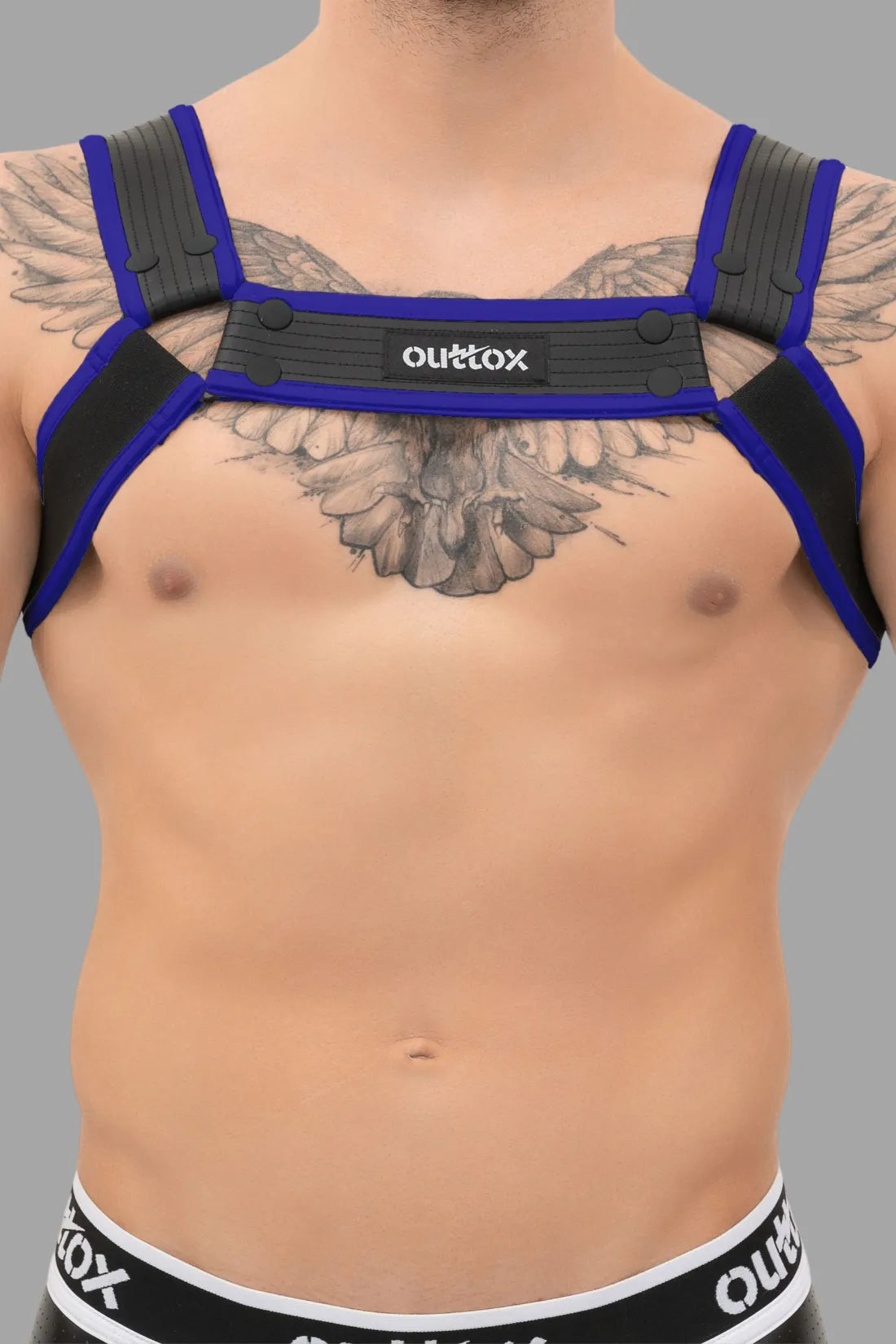 Outtox. Bulldog Harness with Snaps. Blue