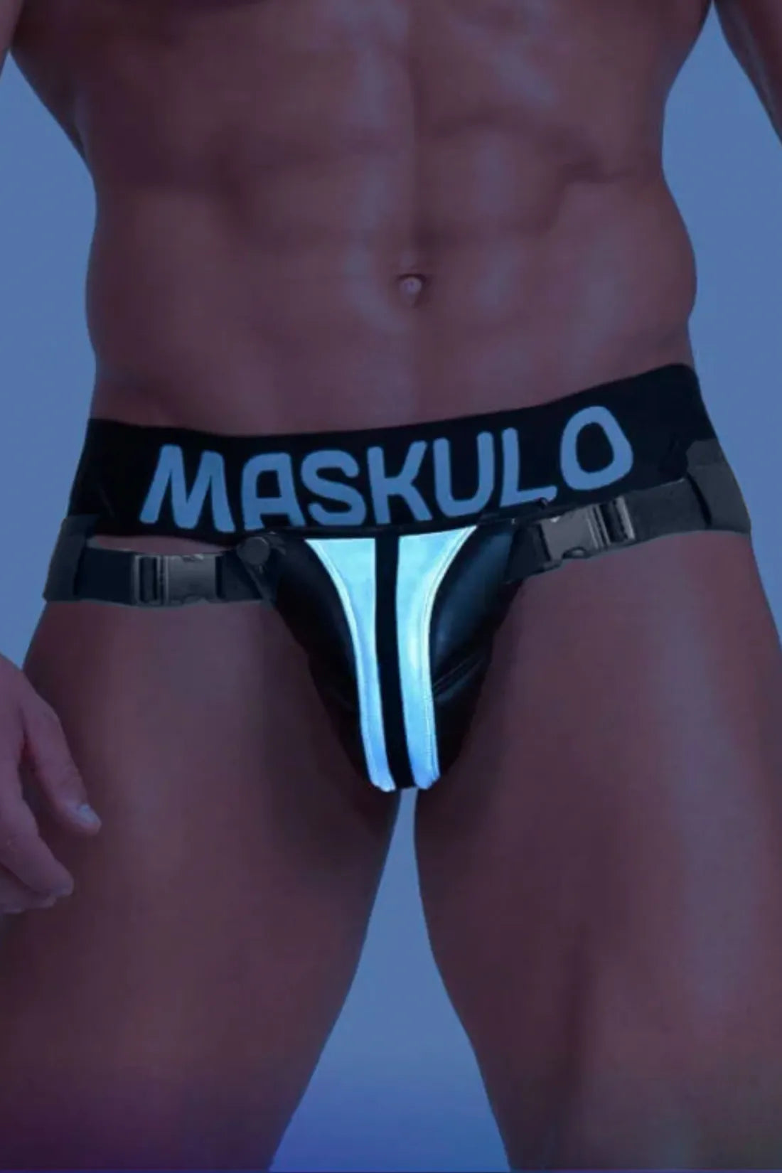 Jock 'Big Bulge' with Plastic Fasteners. Black+Grey 'Reflective Light'