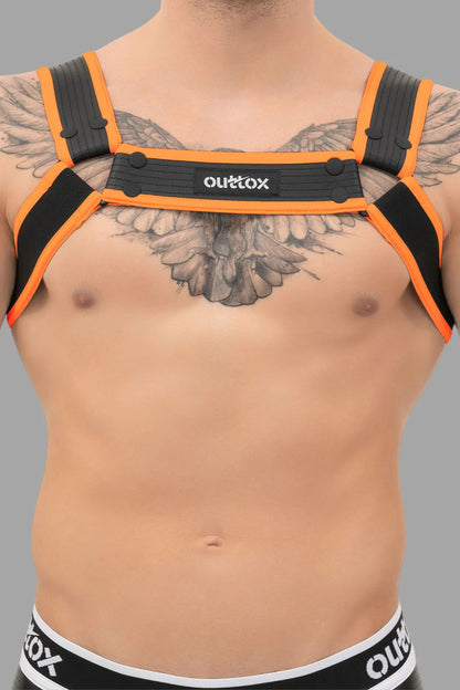 Outtox. Bulldog Harness with Snaps. Orange 'Neon'