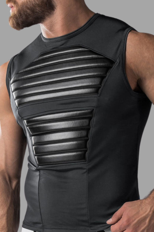 Armored. Men's Tank Top. Spandex. Front Pads. Black