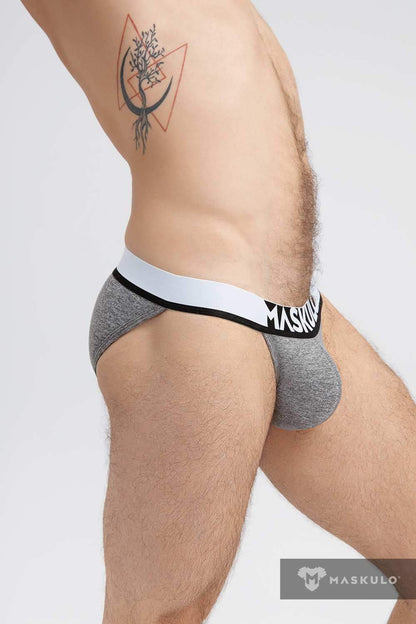 Open Thigh Microfiber Briefs. Grey