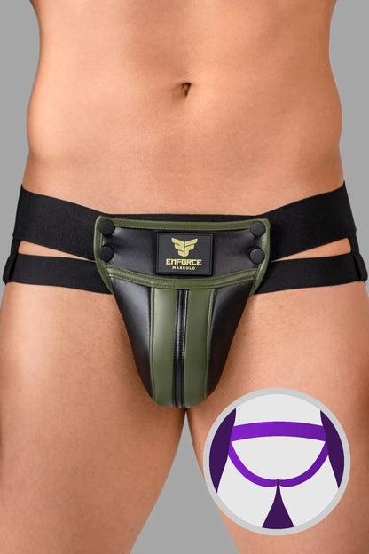 Erzwingen. Taillenhoher Codpiece Jock. Schwarz