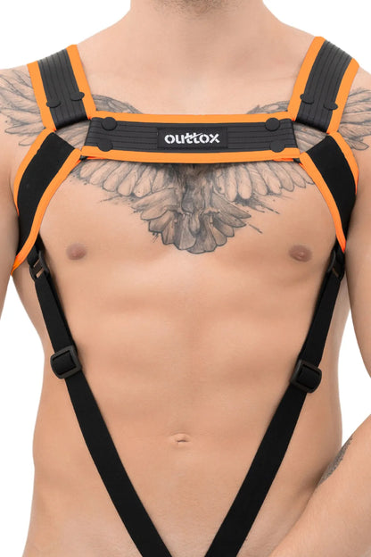 Outtox. Body Harness with Snaps. Black+Orange