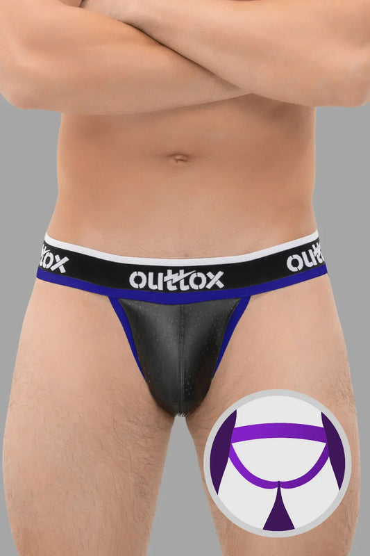 Outtox. Jock mit Snap Codpiece. Schwarz+Blau „Royal“