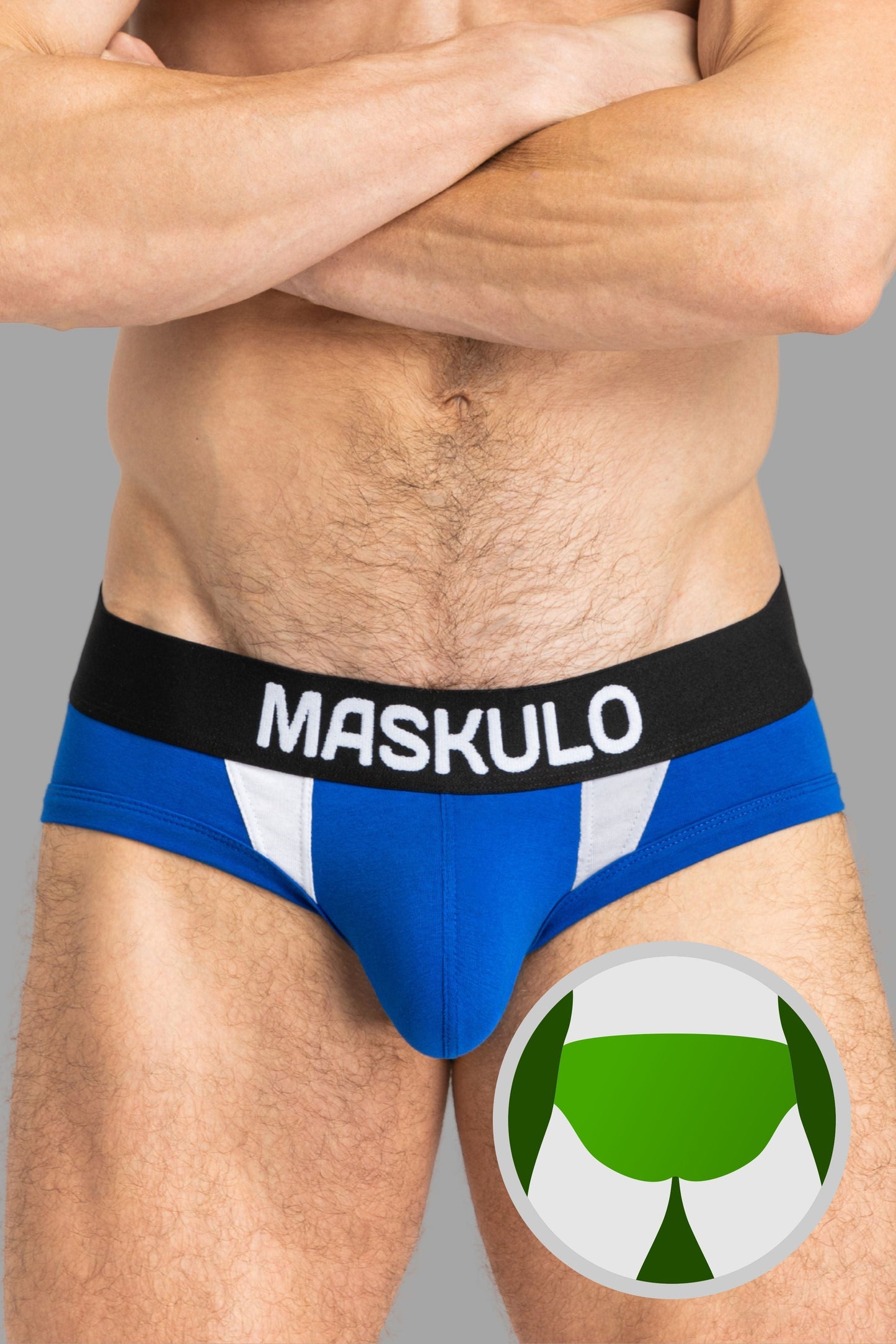 CAPTAIN-A Briefs with O-Inside-POUCH. Blue Royal + White