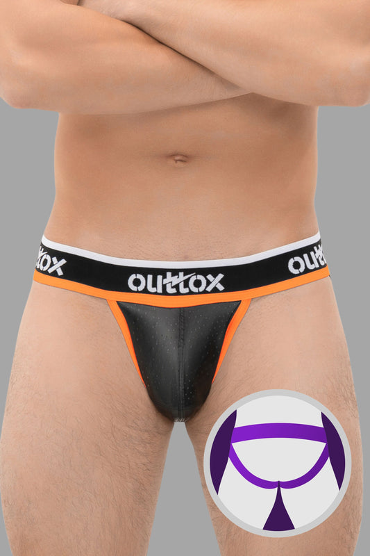 Outtox. Jock mit Snap Codpiece. Schwarz+Orange