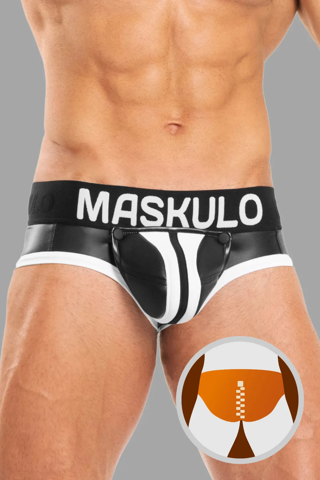 Basic Briefs with Pouch Snap. Black+White