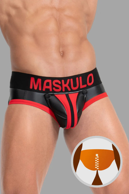 Briefs with Pads. Black+Red