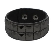 3 cm Wristband of PU Leather with SQUARE Shaped Metal Rivets - NQ3342-YX 1 - www.maskulo.berlin Local City Store