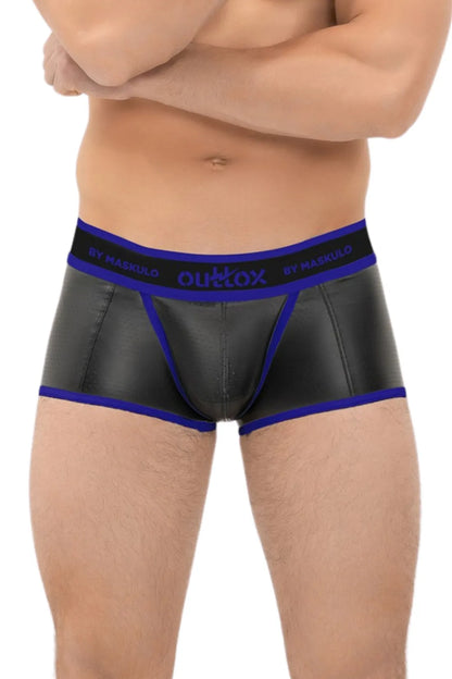 Outtox. Umwickelte Heckshorts mit Snap-Codpiece. Blau