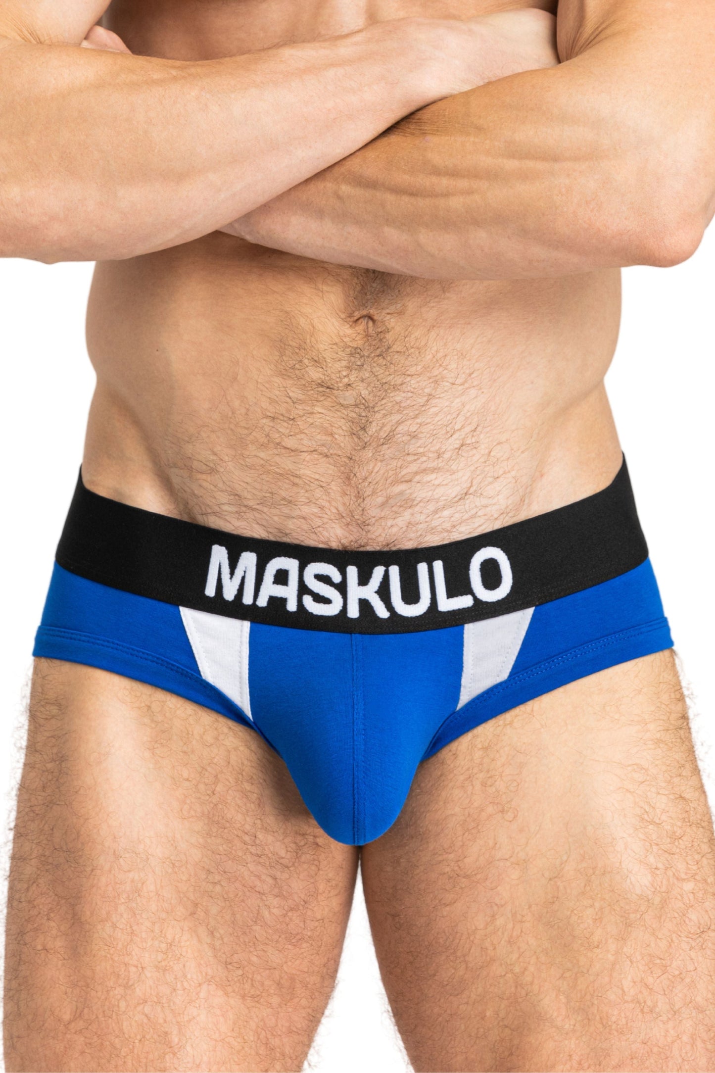 CAPTAIN-A Briefs with O-Inside-POUCH. Blue Royal + White