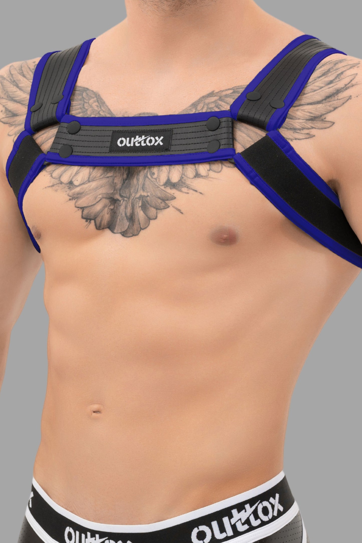 Outtox. Bulldog Harness with Snaps. Blue