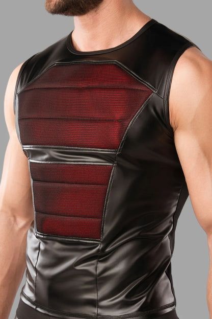 Armored. Color-Under. Men's Tank Top. Front Pads. Black+Red