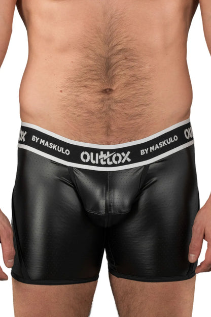 Outtox. Wrapped Rear Shorts with Snap Codpiece. Black