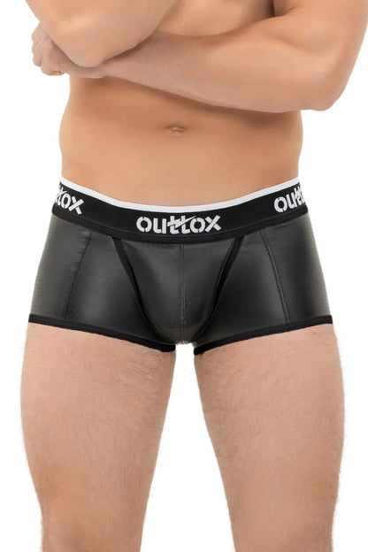 Outtox. Wrapped Rear Trunk Shorts with Snap Codpiece. Black