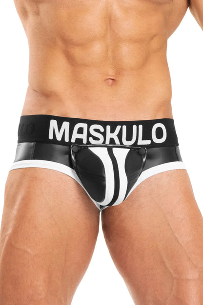 Basic Briefs with Pouch Snap. Black+White