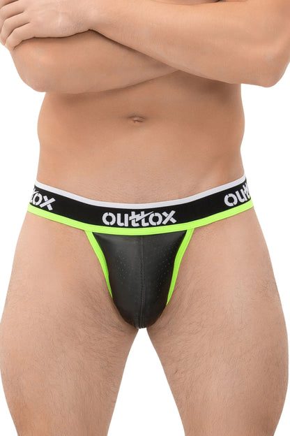 Outtox. Jock with Snap Codpiece. Black+Green 'Neon'