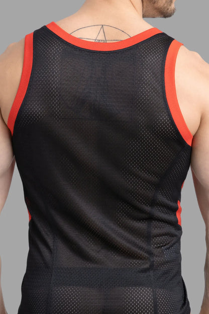 Skulla. Mesh-Tanktop. Schwarz+Rot 