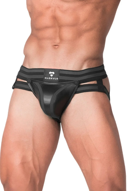 Jüngere Generation Y. Fetisch-Jock für Herren. Codpiece. Schwarz 