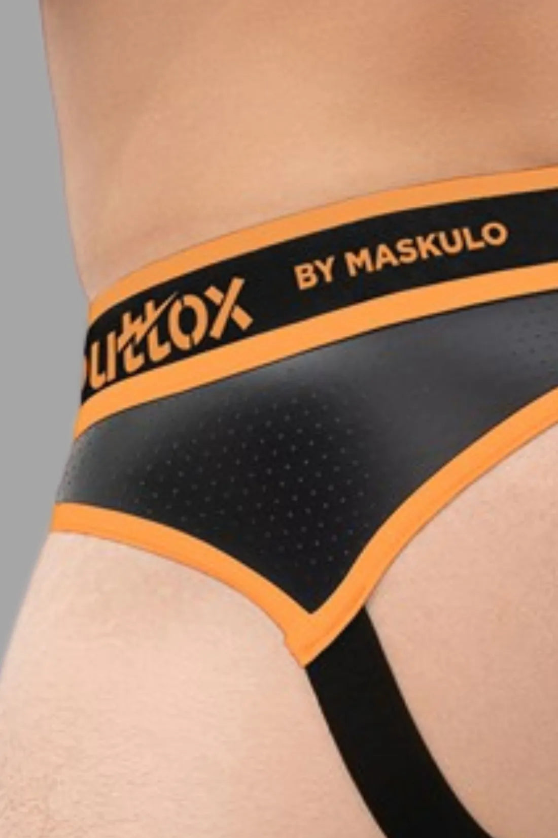 Outtox. Open Rear Briefs with Snap Codpiece. Orange 'Neon'