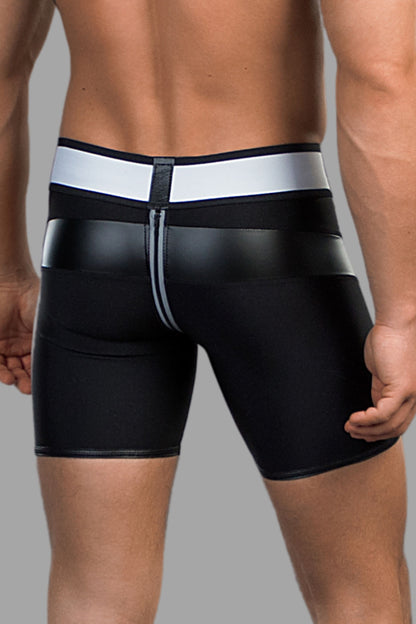 Youngero. Men's Fetish Cycling Shorts. Codpiece. Zipped Rear. Black