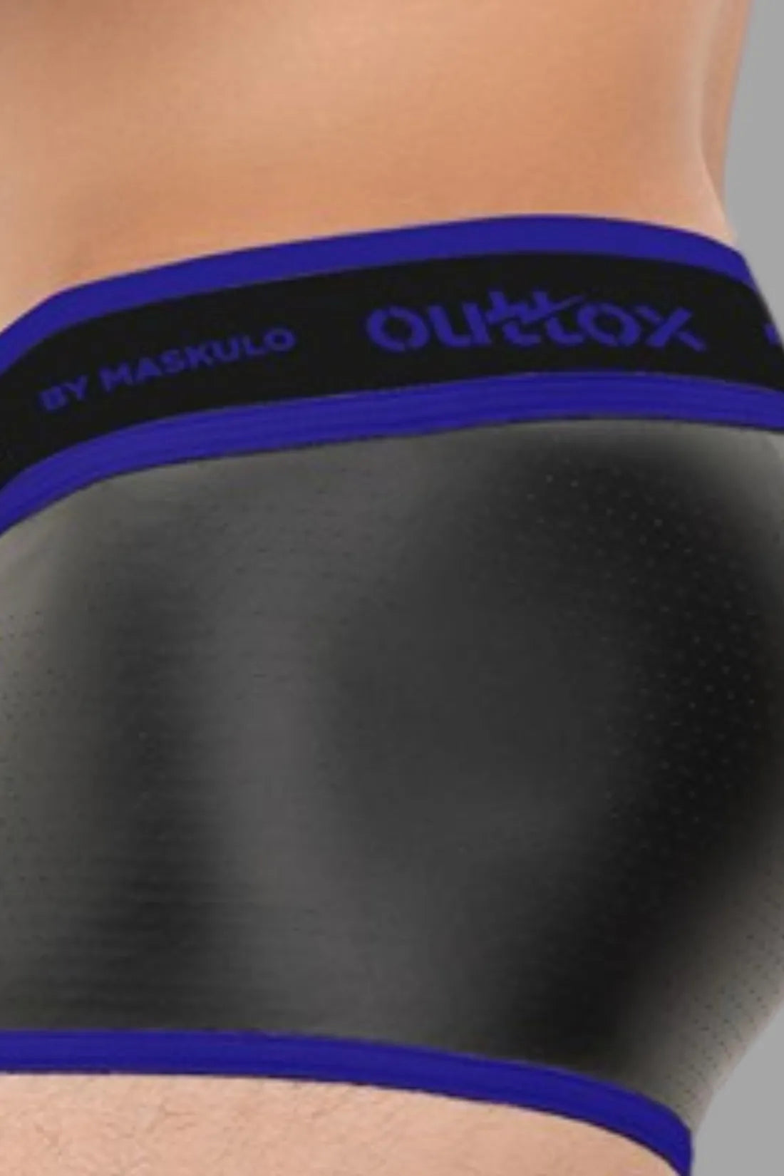 Outtox. Umwickelte Heckshorts mit Snap-Codpiece. Blau