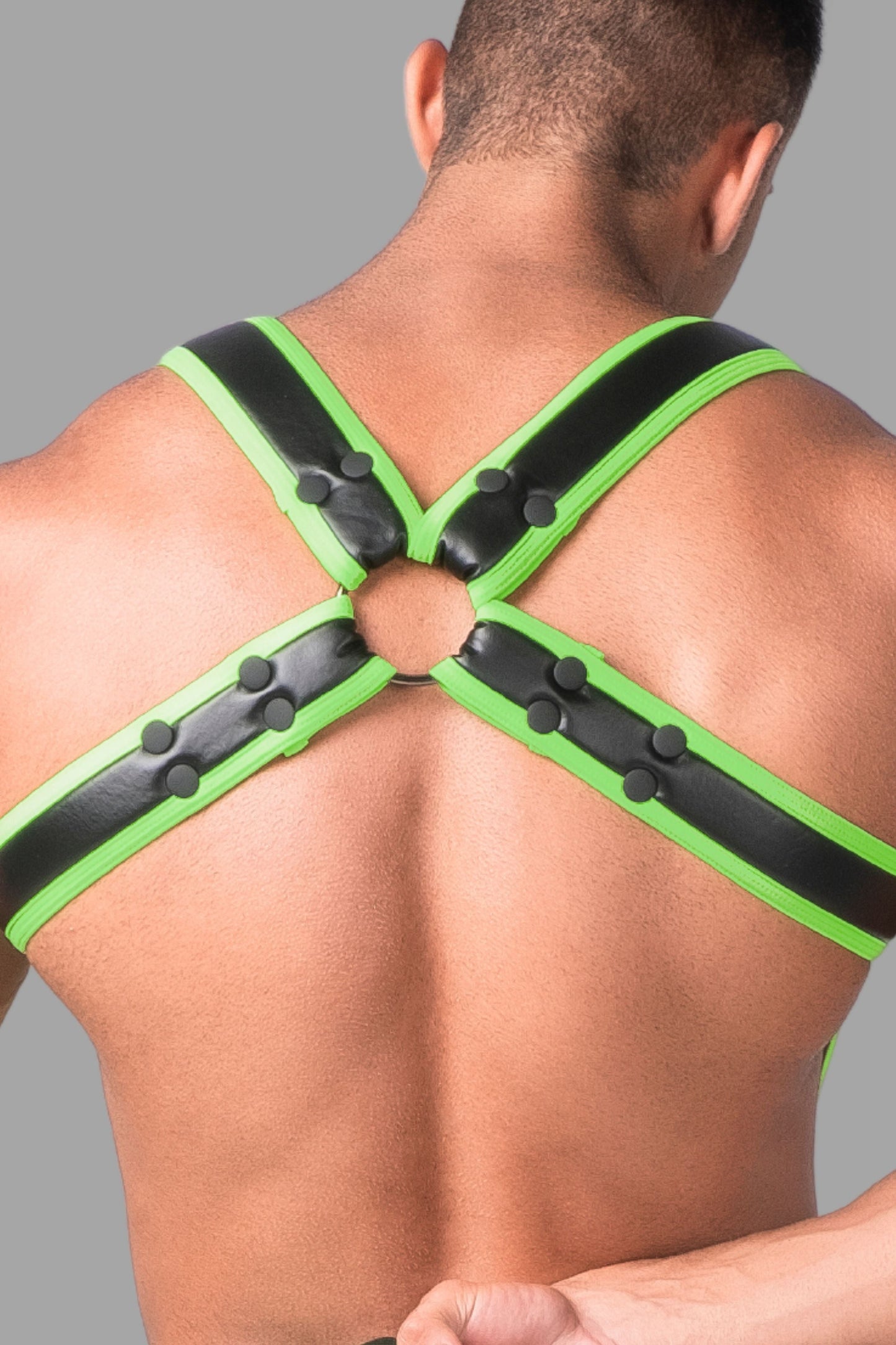 Youngero. Men's Body Harness. Black+Green 'Neon'