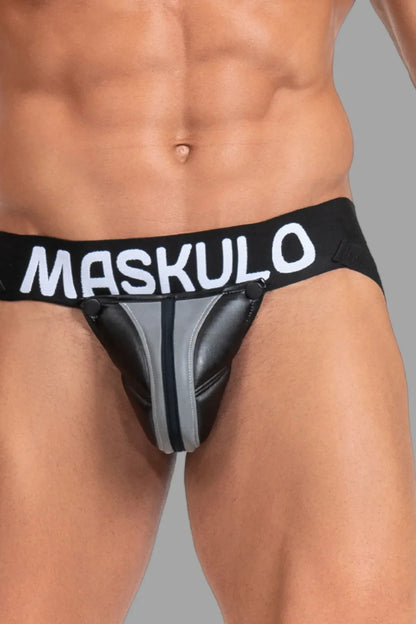 Jock 'Big Bulge'. Schwarz+Grau „Reflektierendes Licht“