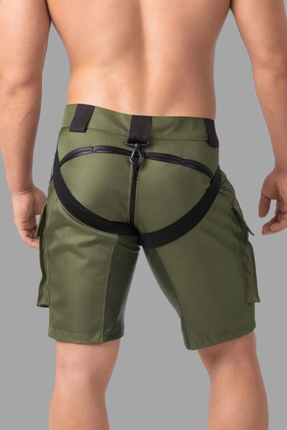 EnForce. Two-Sides Zippered Cargo Shorts. Green 'Khaki'