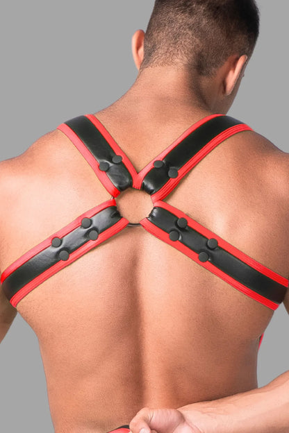 Youngero. Men's Body Harness. Black+Red