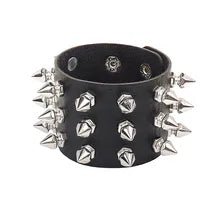6 cm PU Leather Wristband with THICK Spikes - NQ3335-YX 1 - www.maskulo.berlin Local City Store