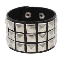 6 cm Wristband of PU Leather with SQUARE Shaped Metal Rivets - NQ3344-YX 1 - www.maskulo.berlin Local City Store
